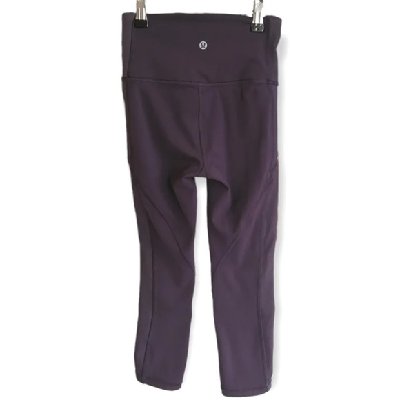 Lululemon Power Lines High Rise 21" Crop Leggings in Cyber Chrome Purple Size 2 - Picture 4 of 15